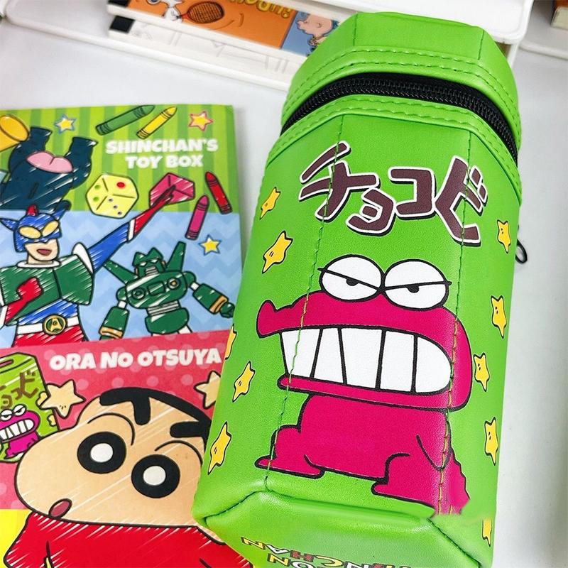 

Crayon Shin-Chan шестиугольный вертикальный пенал с застежкой-молнией, креативный мультяшный студенческий большой емкости, сумка для канцелярских принадлежностей зелёный