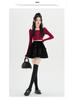 High-Waist Velvet A-Line Fluffy Skirt for Women - Autumn/Winter Collection