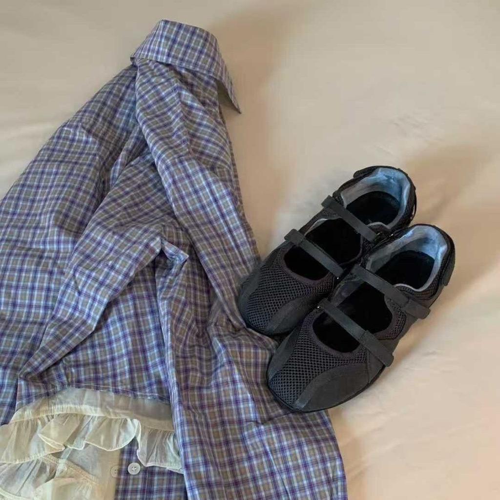 Sheepskin Version~ Korean Version Niche Design Ballet Style Velcro Versatile German Training Shoes Sports Leisure Fashion Forrest Gump Shoes