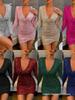 Women's Sexy V-Neck Sequin Bodycon Mini Dress - European/American Autumn/Winter Fashion