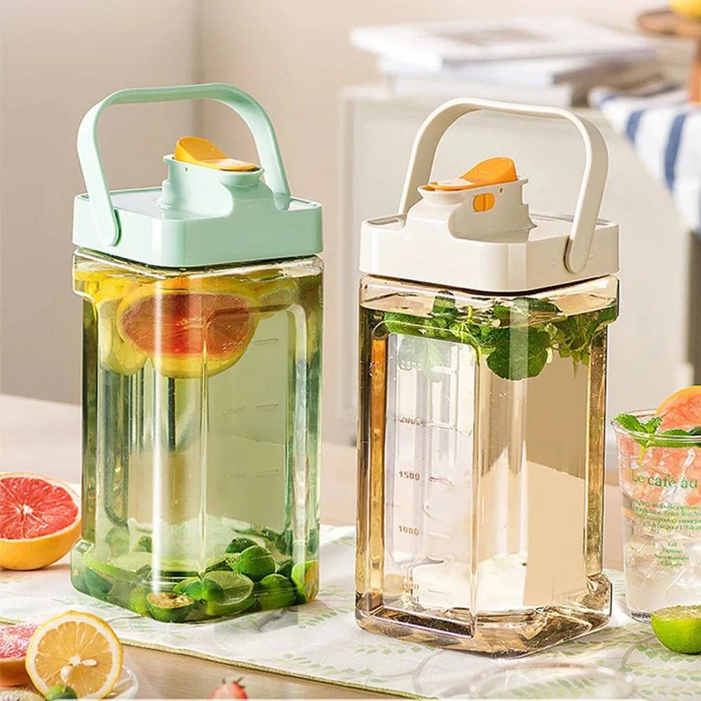 Fashion Cold Water Pitcher Large Capacity Outdoor Picnics Lemonade Juice Bottles Cold Kettle with Faucet Iced Beverage Dispenser