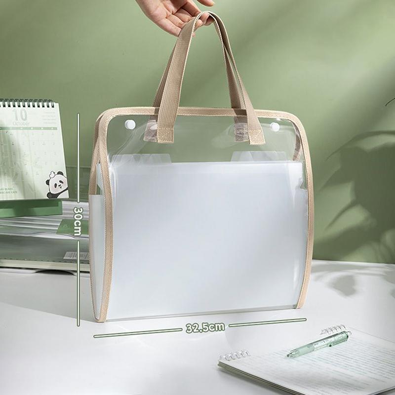 Expandable File Storage Pocket With Built-In Organizer Large Capacity Portable Transparent Waterproof Tote Folder