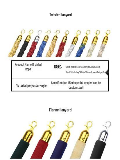 Słupek VIP Concierge: 1m Słupek ze stali nierdzewnej ze smyczą do barierek kolejkowych i powitalnych