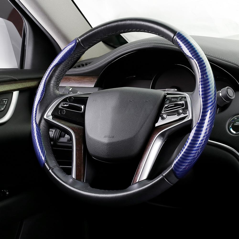 

Модернизированный универсальный нескользящий чехол на руль автомобиля из углеродного волокна, усилитель рулевого колеса, чехол для всех автомобильных противоскользящих аксессуаров синий