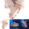 Elegant Rose Gold Plated Korean Crown Ring With Sparkling Gemstones For Women Fashion Jewelry