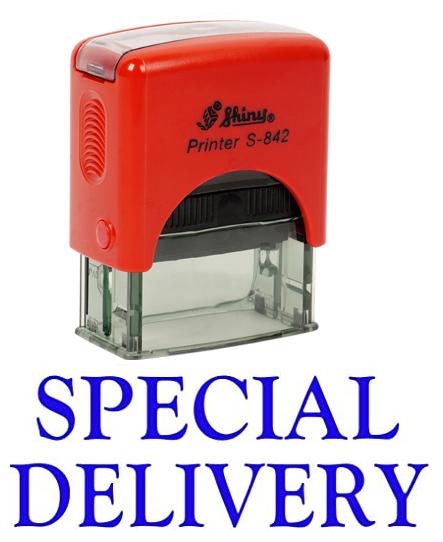 SPECIAL DELIVERY Self Inking Rubber Stamp Office Stationary Custom Shiny