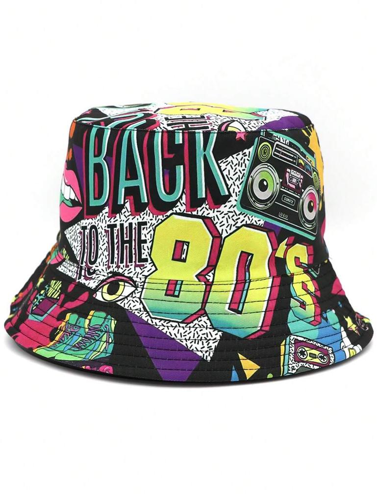 Unisex Retro 90er Muster Fischerhut Vintage Streetwear Lässiger Musikfestival Hut