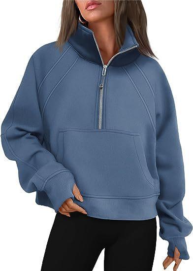Shoulder Sleeves, Women's Autumn and Winter Fleece Loose Jacket, Half Zip Shirt, Long Sleeved Sweatshirt