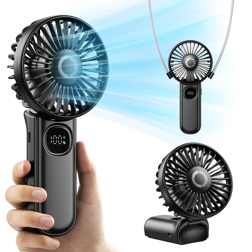 Handheld Fan Foldable Portable Fan with LED Display 3000mAh Battery Operated Mini Hand Held Fan for Travel Beach Outdoor Fanatec