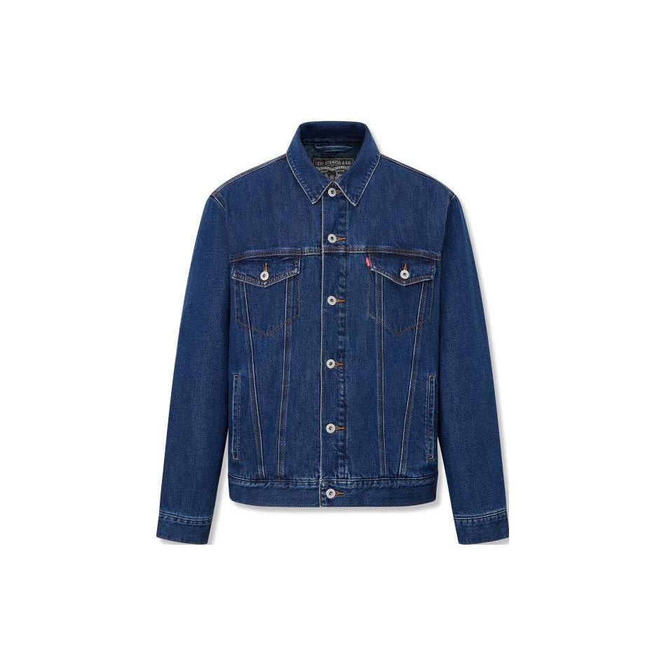 Levis Solid Color Single Breasted Collar Denim Jacket Unisex Jackets Blue A8409-0000