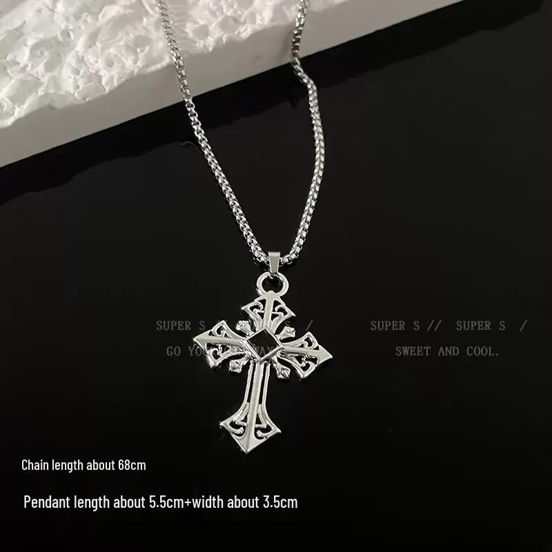 Trendy European & American Cross Pendant Necklace for Men & Women - In Stock, Hot Selling Sweater Chain