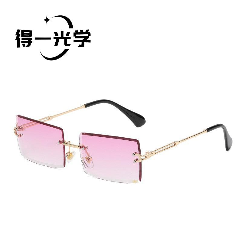 New diamond trimmed small frame rimless square sunglasses sunglasses sunglasses UV protection sunglasses
