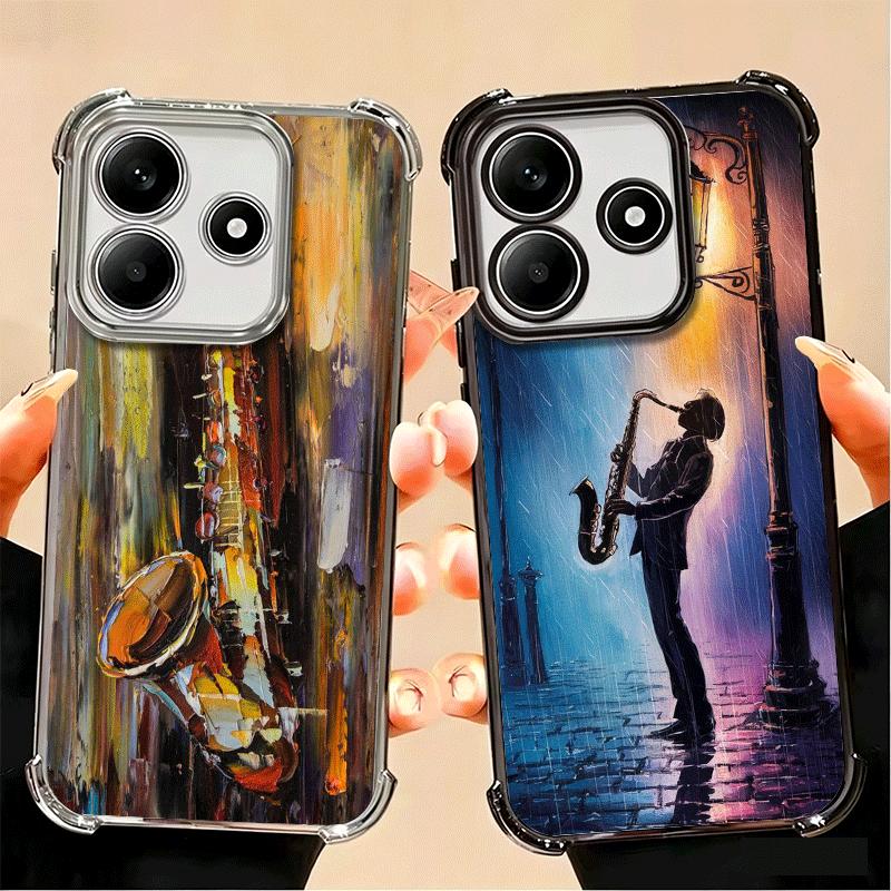 Saxophone Instrument Music Soft Phone Case For Xiaomi Poco X7 X8 Pro Max X6 X5 X3 F8 Ultra F7 M8 M7 M5S Redmi 15C 15A 15 14C 13C