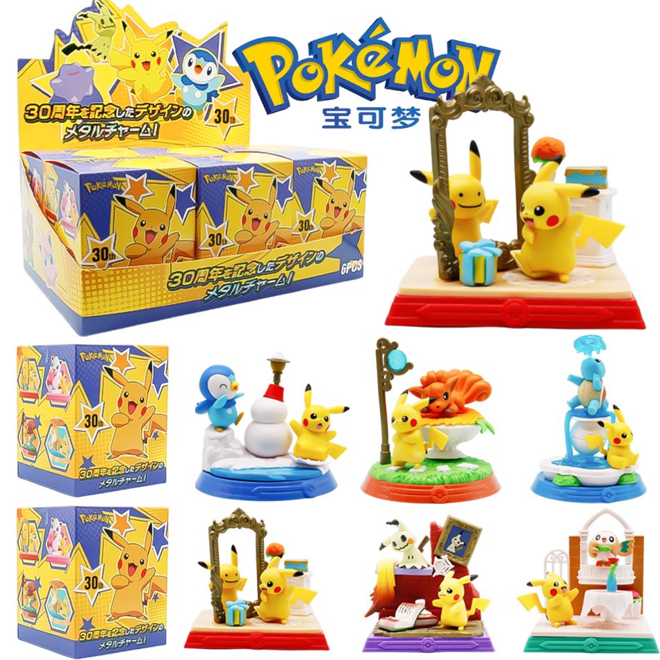1-6pcs Pok É Mon Blind Box 30th Anniversary Commemorative Edition Pikachu Anime Models Desktop Decorations Pok É Mon Toys Gifts