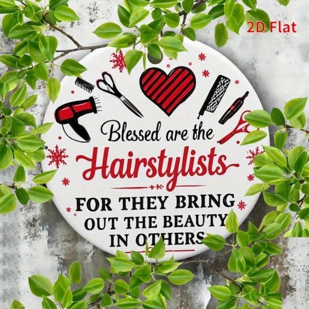 Vintage Barbershop Metal Tin Sign Wall Decor 2D Round 20cm