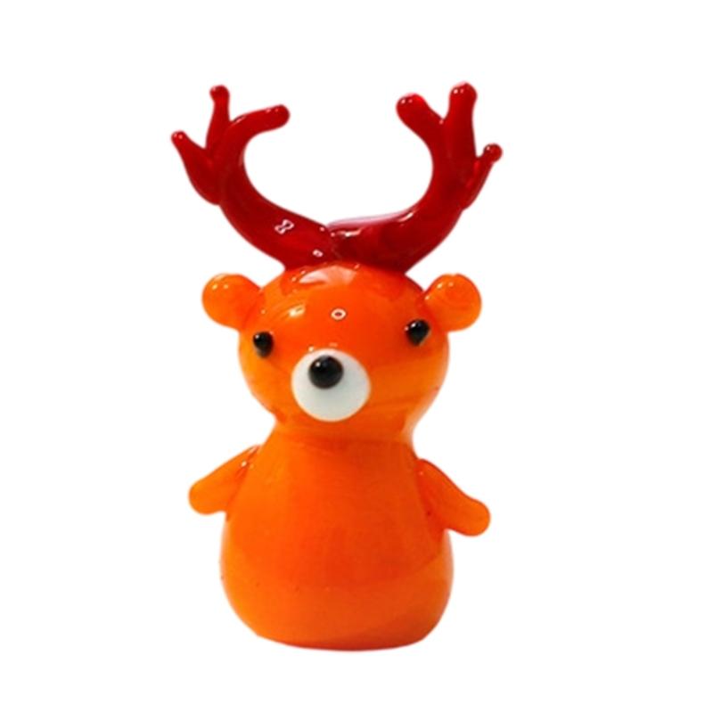Miniature Snowman Reindeer Table Ornament Blown Glass Craft Christmas Figurine For Festives Season Decorating Accessory