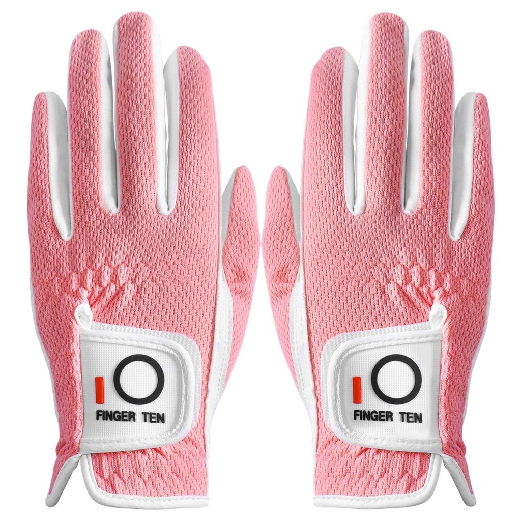 Golf gloves for women, suede-like synthetic leather, mesh material, soft,