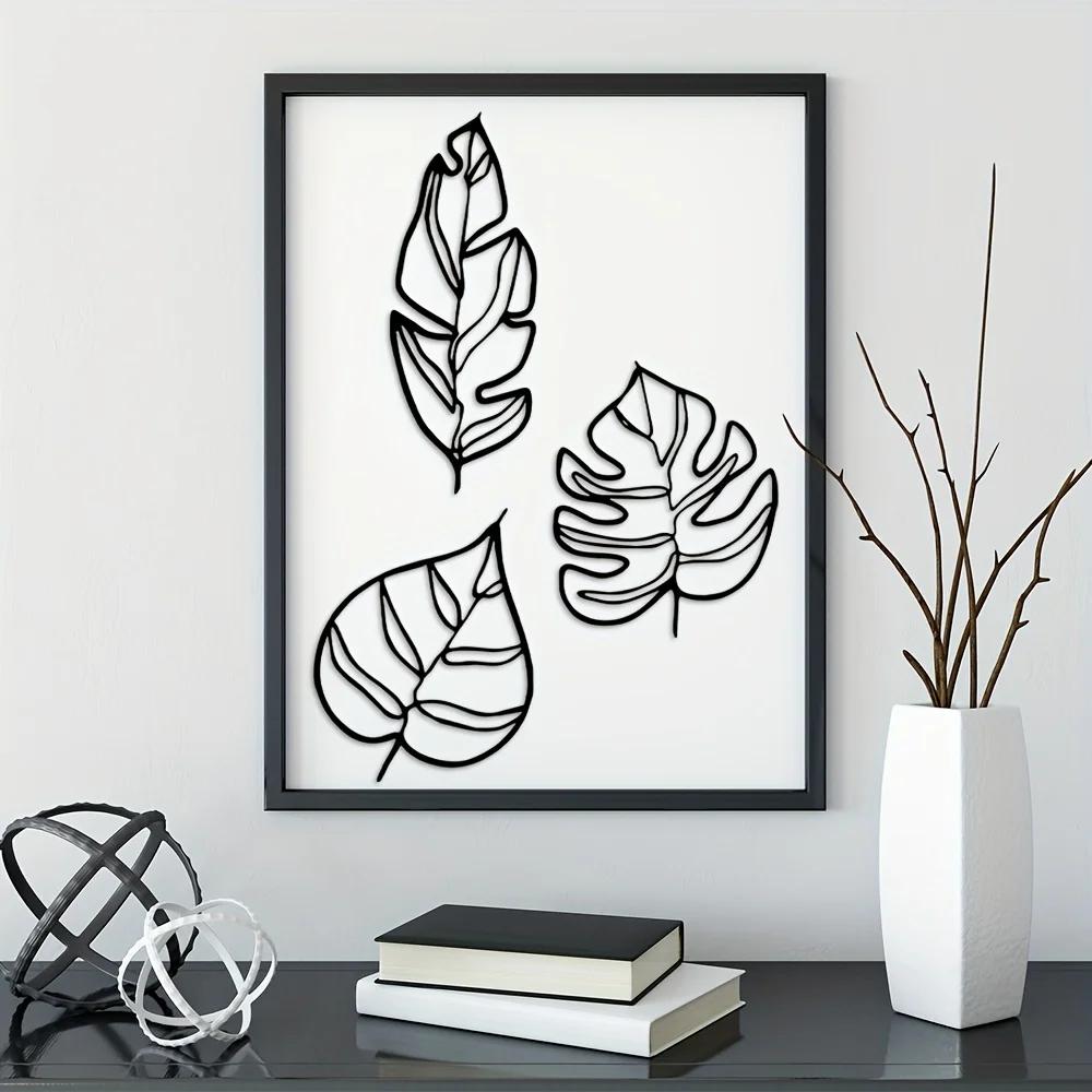 3pcs Animula Three Leaves Wall Decoration – Elegant Wall Hanging Art for Room and Home, Perfect for Holiday and Festival Decor