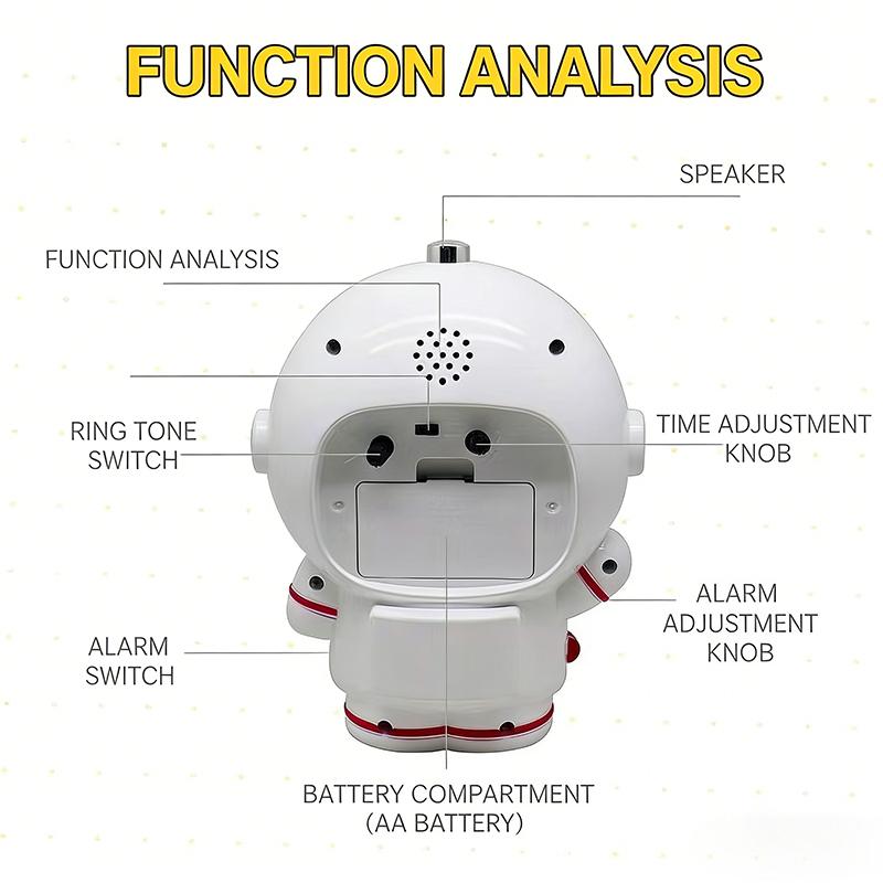 Creative Astronaut Table Clock Bedside Alarm Clock with Voice Alarm and Back Light for Kids