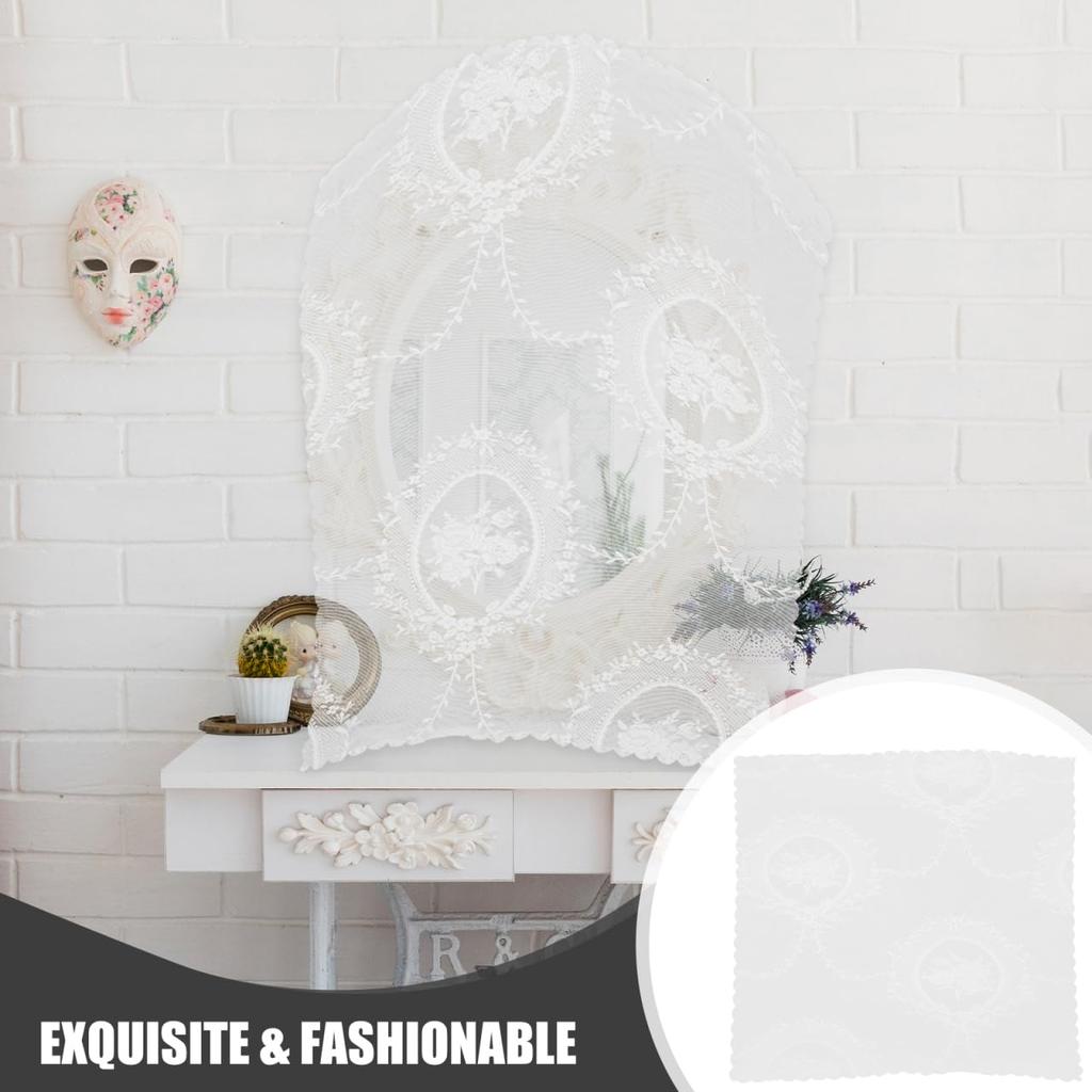 Toyvian Mirror Mirror Cover with Lace Embroidery and Floral Interior Stylish Cover, Dresser/Tabletop Pattern, Dustproof, Decor, 83x83cm,
