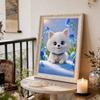 DIY Little White Dog Pearl Art Painting for Home Wall Decor Arts Craft  for Adults/Beginners Gift Idea Home Decor Without Frame