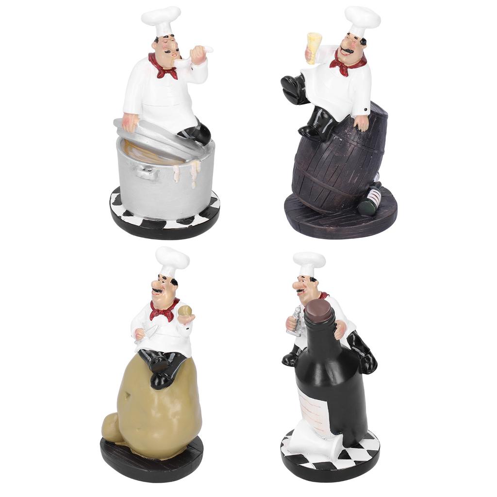 Model Chef Statue Figurines Set Kitchen Decor with Potatoes Resin Ornaments Collectible Gift