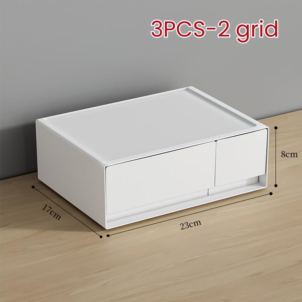 1/2/3-Schichtige Desktop-Schubladen-Aufbewahrungsbox Stapelbare Aufbewahrungsschubladen Schreibtischzubehör Kosmetik-Organizer Kleinkram-Halter für Zuhause