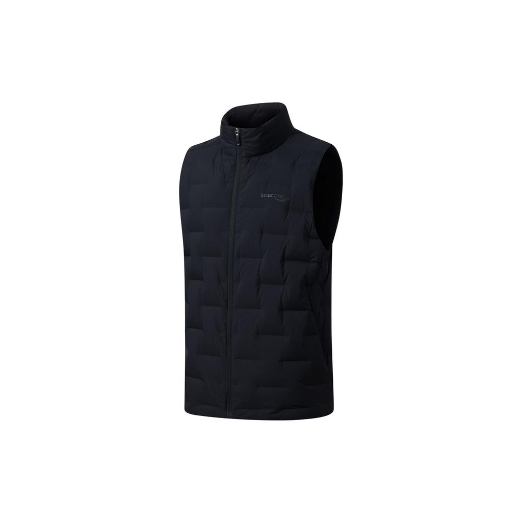 SAUCONY Solid Color Zip Neck Sleeveless Down Vest Men Vests Black SC2230042C-BK01