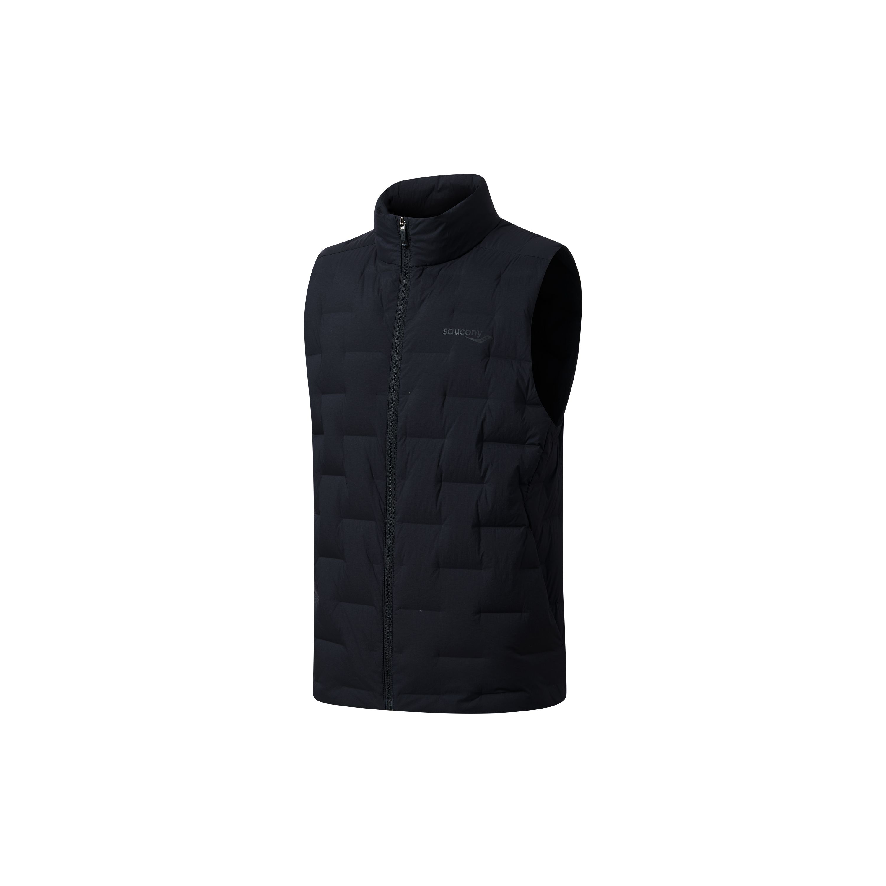 

SAUCONY Однотонный пуховый жилет без рукавов с молнией на шее для мужчин Жилеты Черный SC2230042C-BK01 S