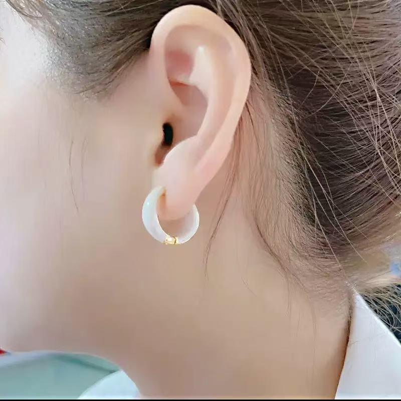 Elegant Red Oil Drip Hoop Earrings for Women - Trendy Luxury Design