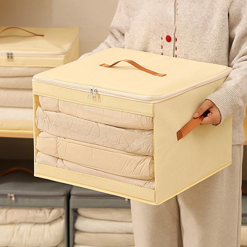 Large Capacity Transparent Waterproof And Dustproof Clothing Storage Box, Foldable And Portable Bedroom Organizer.