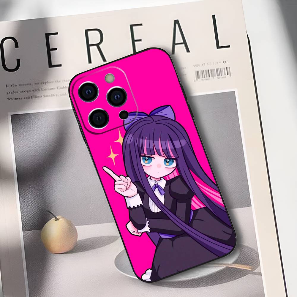 Panty And Stocking with Garterbelt Girl Phone Case For iPhone 17,16,15,14,13,12,11 Plus,Pro Max,XS,Soft Black Cover