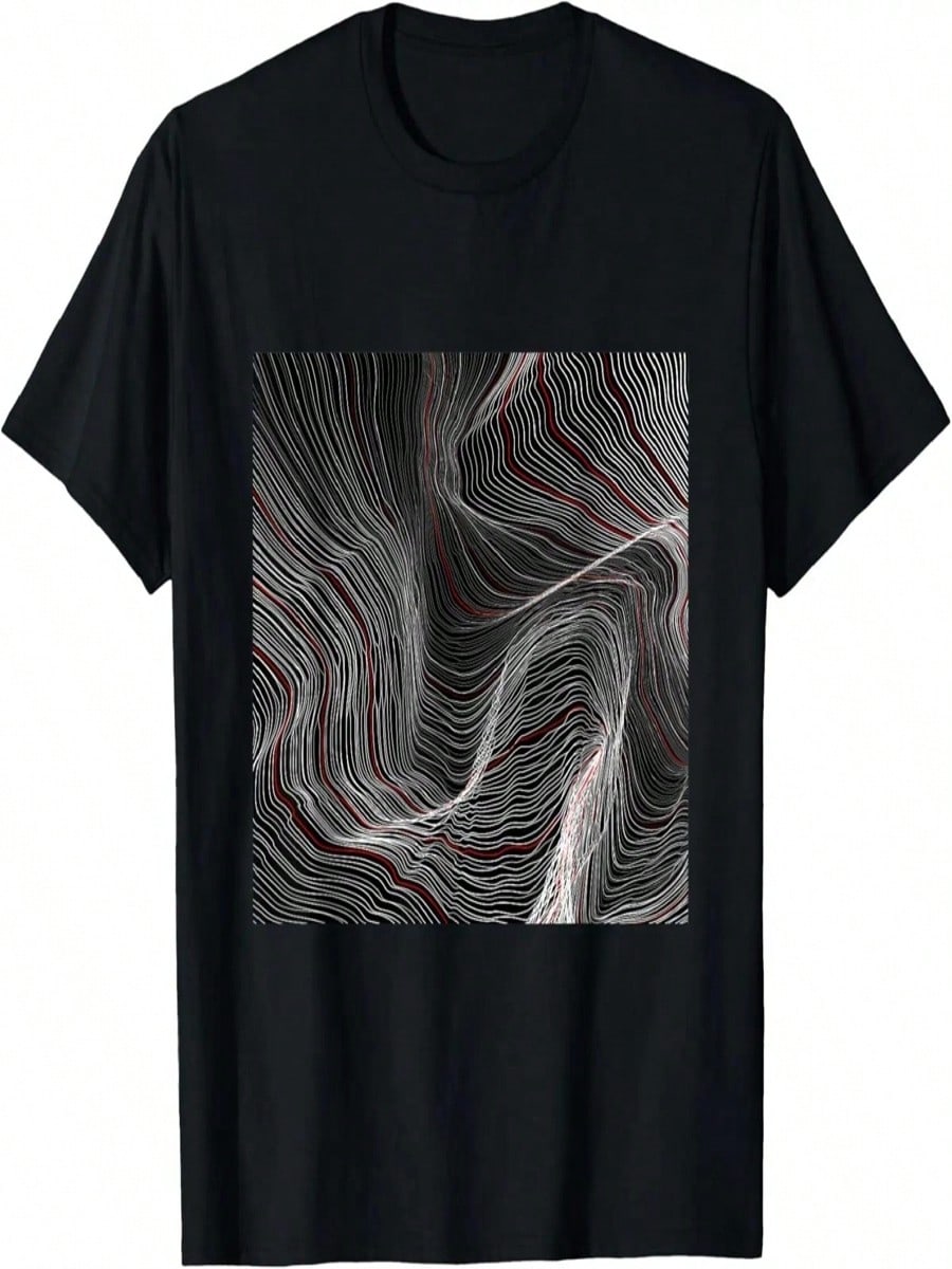 Cool Abstract Black Square With Waves Graphic Cool Designs T-Shirt S разноцветный