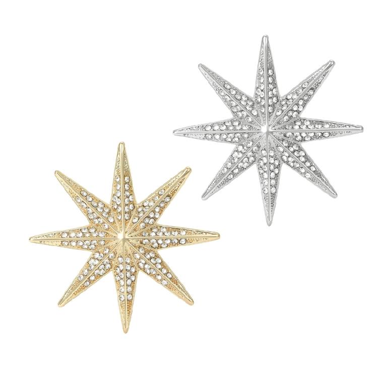 Spilla Decorativa Stella a 8 Punte Accessorio Distintivo in Lega Per Brillare in Insieme Durante gli Spostamenti Feste