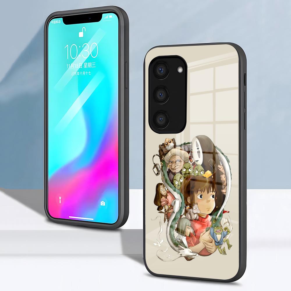 

S-Spirited CARTOON A-Away Phone Case For Samsung S26 S25 S24 FE S23 S22 S21 Plus S20 Ultra Note20Ultra Black Glass Cover Galaxy S25 Edge