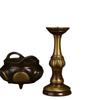 Brass Three Offering Ornaments Altar Tai Shan Buddha Hall Special Burner Barrel Incense Holder Wax Stand