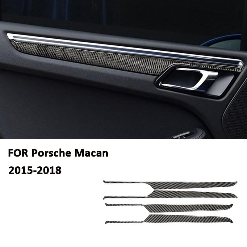 Для Porsche Macan 2015-2018 Накладки на внутренние ручки дверей родстера из углеволокна Декоративные наклейки для интерьера Аксессуары чёрный