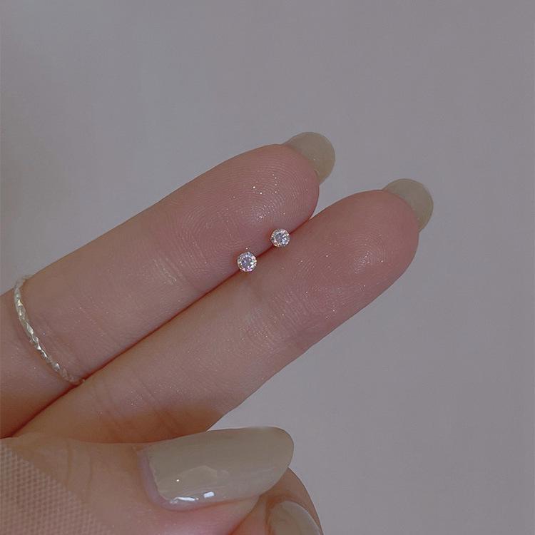 S925 Sterlingové stříbro pozlacené mini zirkonové náušnice – Elegantní dámské módní šperky