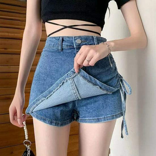 High Waist Tassel Raw Edge Denim A-Line Midi Skirt - Spring 2025 Collection