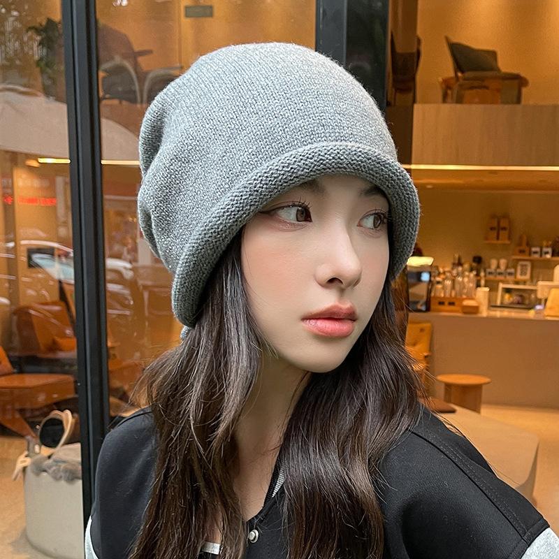 

Новая зимняя теплая шерстяная шапка Plus Velvet для женщин, универсальная корейская вязаная шапка, утолщенная уличная лыжная шапка серый