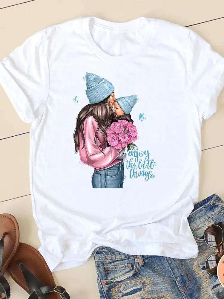 Summer Tshirts Clothing Short Sleeve Tee Clothes Fashion Sweet Love Mom Casual Ladies Print Women Female Oversized Graphic Tee