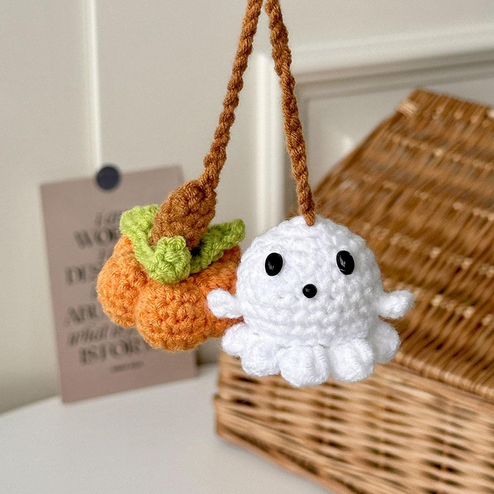 Ghost Pumpkin Doll Handmade Pendant Halloween Decoration Cartoon Car Cute Widget Hanging Bag Decor Pendant Halloween Gift