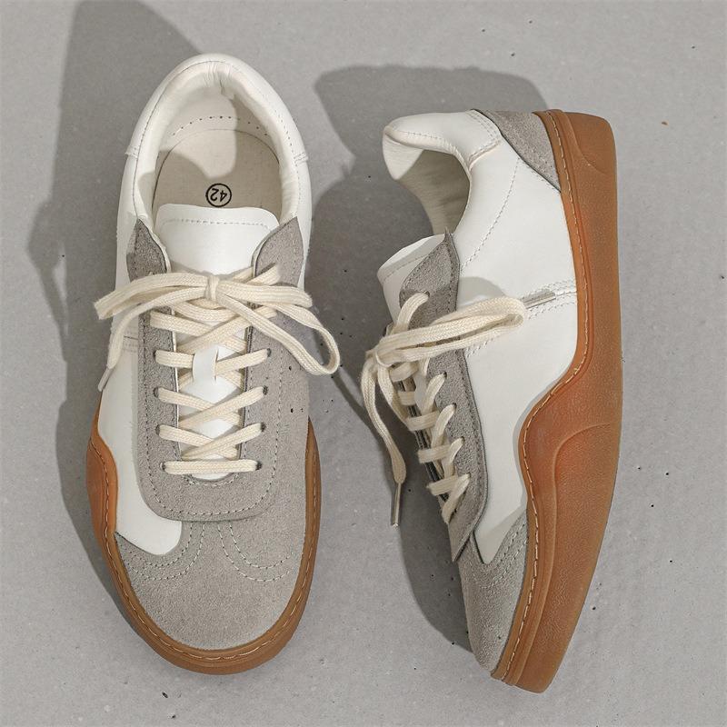 Retro herrskor platt sula rund tå snörning färgmatchande mångsidiga låga casual par sportskor