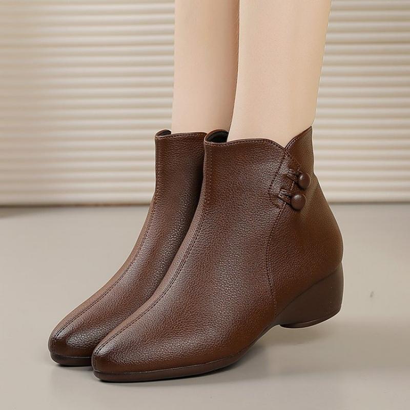 New Women'S Suede Ankle Boots - Chunky Heel Comfort Booties With Decorative Buttons & Soft Leather, Winter Fashion Boots