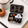 Halloween Cabin Illustration Mini Tin Box Gift, Plush Ghost with Haunted House Spooky Unboxing Experience Scene, Collectible Micro Theater Gift