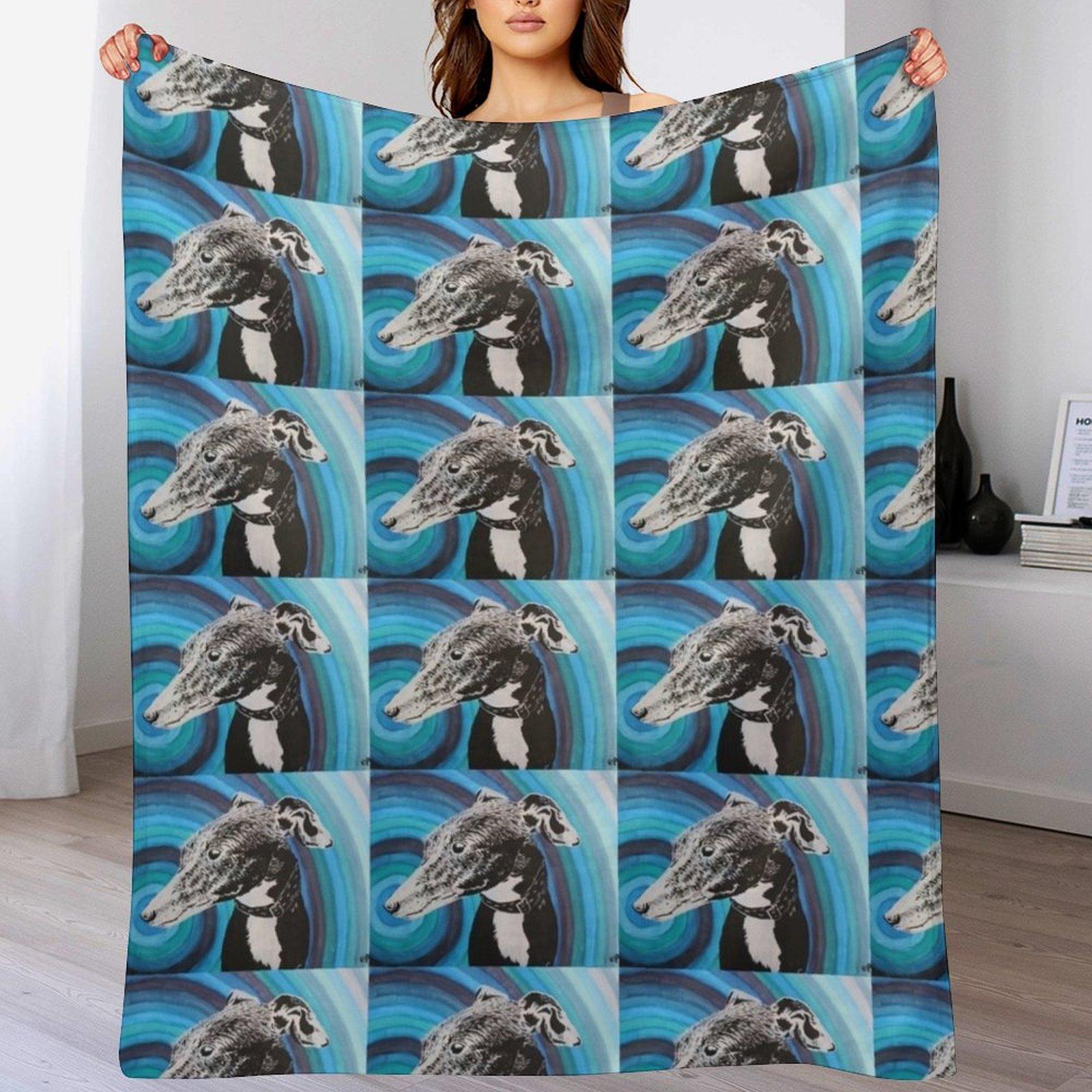 Creative Homewares Unisex White Greyhound Throw Blanket Stain Resistant Cozy Warm Blanket