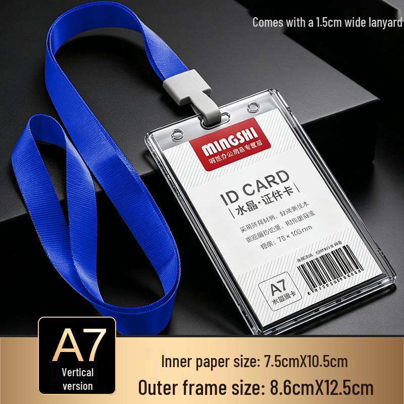 Transparent Acrylic ID Badge Holder with Lanyard - Employee or Work Card Protective Cover