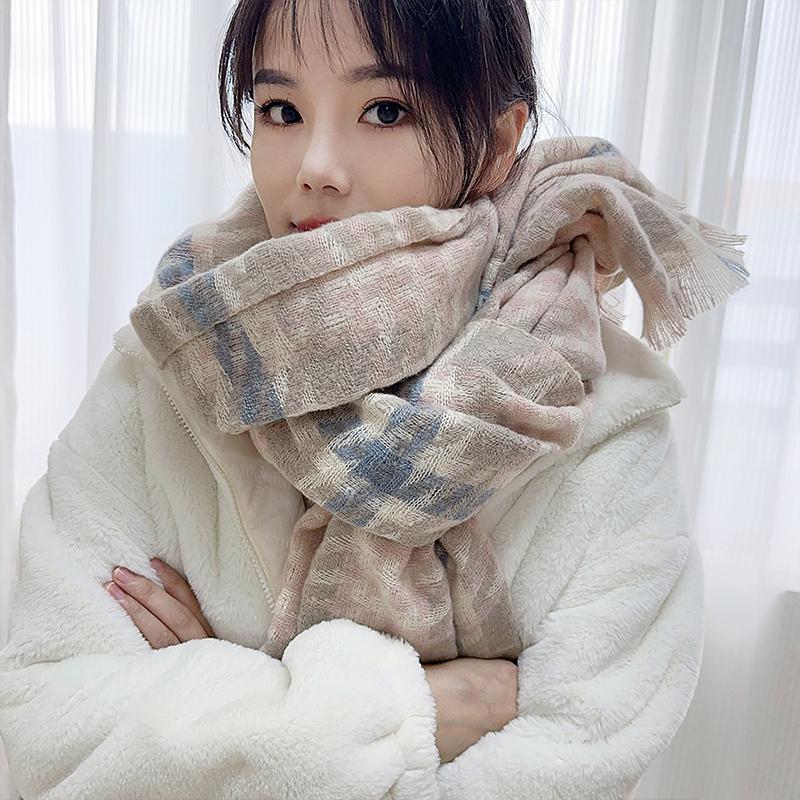 Autumn/Winter Style Women'S Scarf Korean Style Versatile Thickened Shawl Warm Neck Warmer