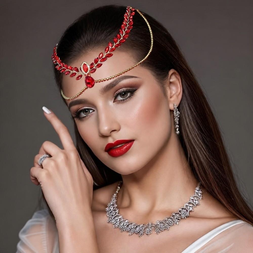 Shining Bride Forehead Head Chain Solid Color Hair Comb Exquisite Women's Headwear  Party