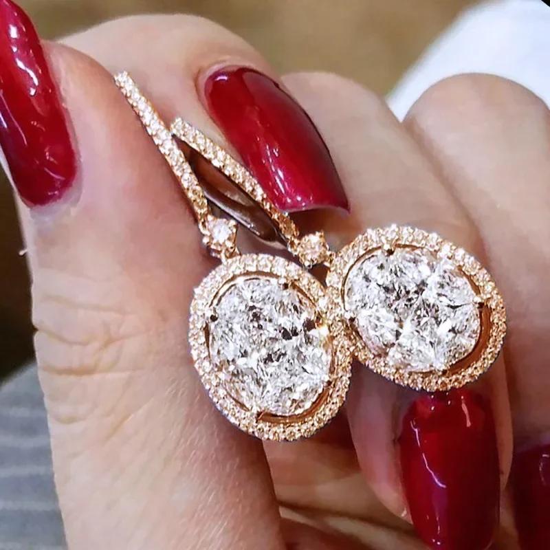Engagement Mid Length Pendant Earrings Jewelry Elegant Shiny Mosan Diamond Beautiful Gift Milan Girl Fashion Accessories